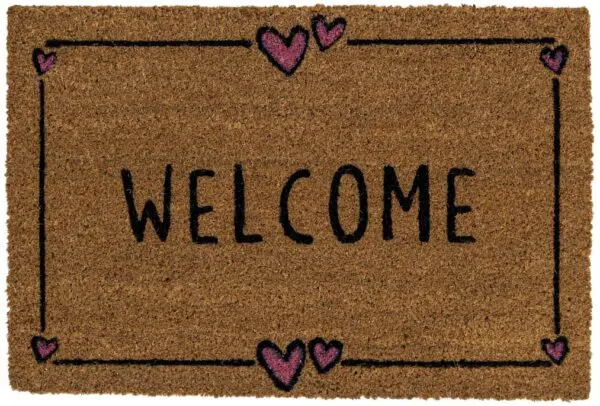 Ecologische kokosmat Welcome en hartjes
