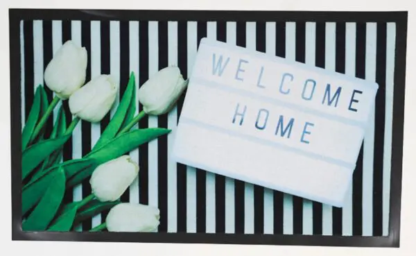 Deurmat Welcome home, tulpen