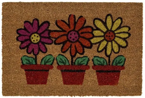 Ecologische kokosmat met 3 bloempotten