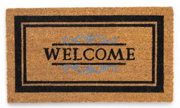 Ecologische kokosmat met klassiek welcome design