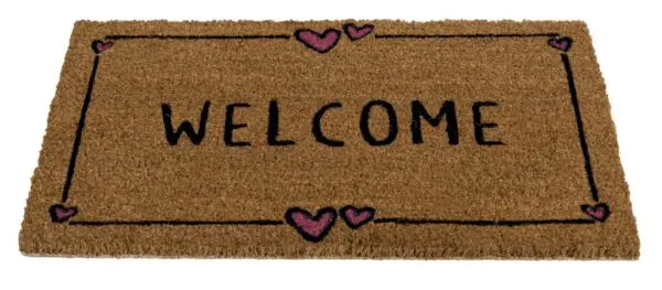 Ecologische kokosmat Welcome en hartjes - Afbeelding 2