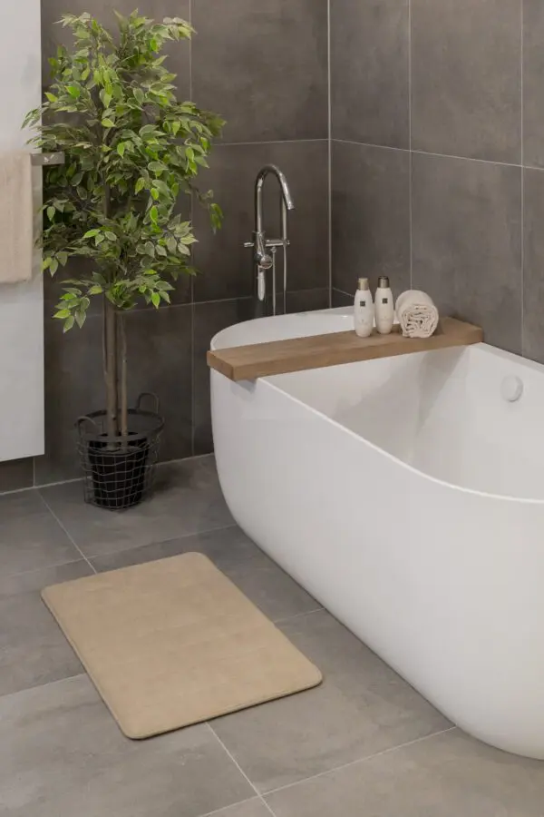 Badmat memoryfoam taupe lijnen - Afbeelding 3