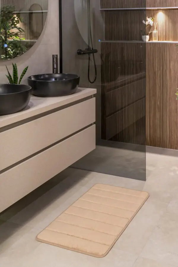 Badmat memoryfoam taupe lijnen - Afbeelding 5