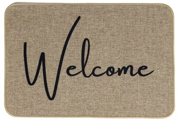Deurmat in linnenlook, welcome
