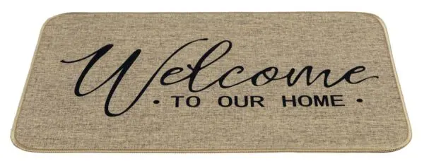 Deurmat in linnenlook, welcome to our home - Afbeelding 2
