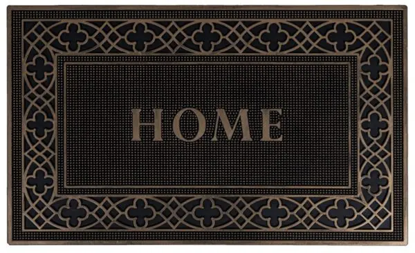 Rubberen deurmat met Home in brons
