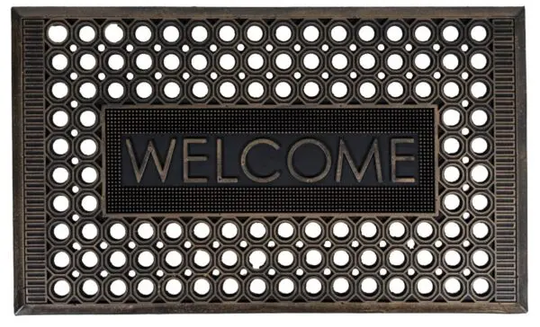 Rubberen schraapmat Welcome koperkleur