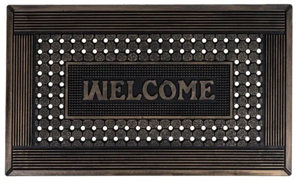 Rubberen schraapmat koperkleur met Welcome