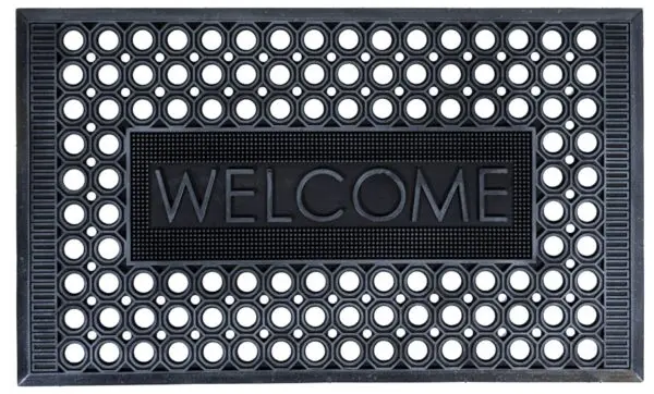 Rubberen schraapmat Welcome zilver