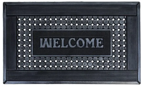 Rubberen schraapmat zilverkleur met Welcome