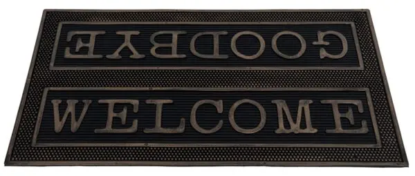 Rubberen deurmat met Welcome / Goodbye in brons - Afbeelding 2