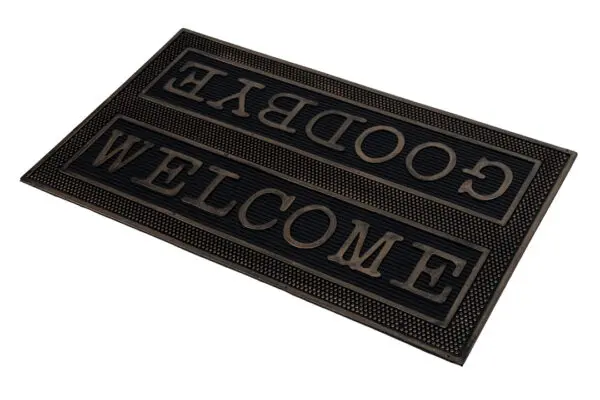 Rubberen deurmat met Welcome / Goodbye in brons - Afbeelding 3
