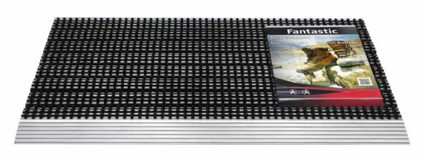 Borstelmat zwart met aluminium