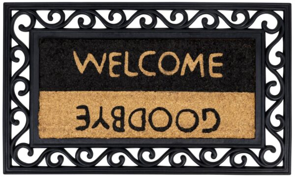 Schrapende kokosmat met sierlijke rubberen rand, Welcome / Goodbye