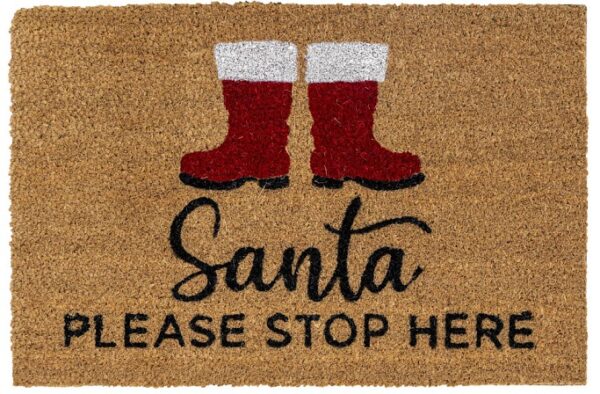 Kerstmat kokos Santa please stop here
