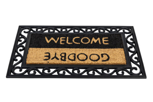 Schrapende kokosmat met sierlijke rubberen rand, Welcome / Goodbye - Afbeelding 2
