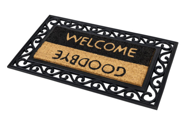 Schrapende kokosmat met sierlijke rubberen rand, Welcome / Goodbye - Afbeelding 3